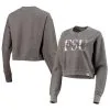 League Collegiate Wear Women's Graphite Florida State Seminoles Classic Corded Timber Crop Pullover Sweatshirt