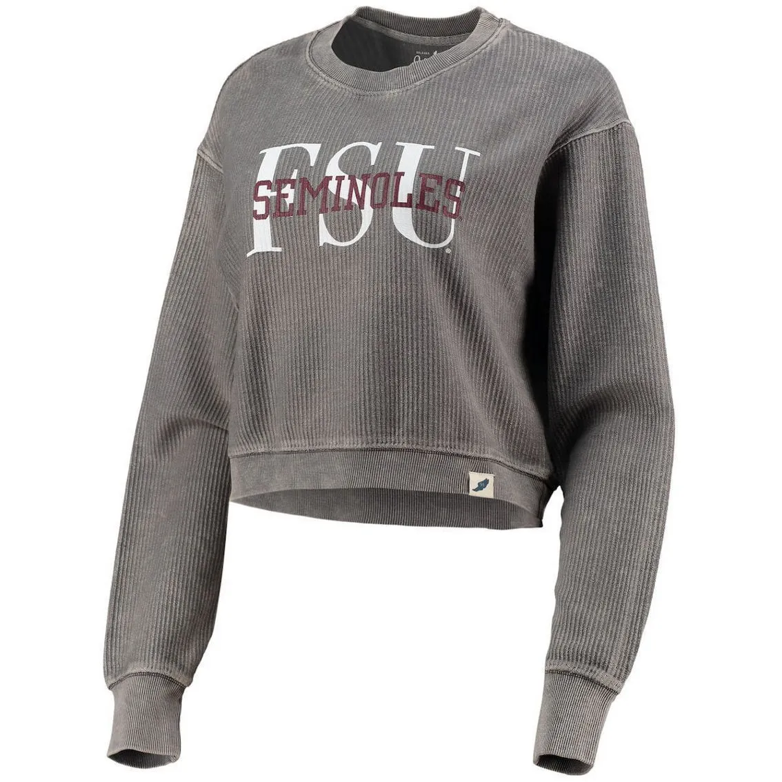 League Collegiate Wear Women's Graphite Florida State Seminoles Classic Corded Timber Crop Pullover Sweatshirt 3 League Collegiate Wear Women's Graphite Florida State Seminoles Classic Corded Timber Crop Pullover Sweatshirt - Image 3