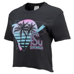 Image One Women's Black Florida State Seminoles Beach Club Triangle Palms Cropped T-Shirt 6 Image One Women's Black Florida State Seminoles Beach Club Triangle Palms Cropped T-Shirt -Arizona State Sun Devils Shop DSCO1136750500 1007 ALT2