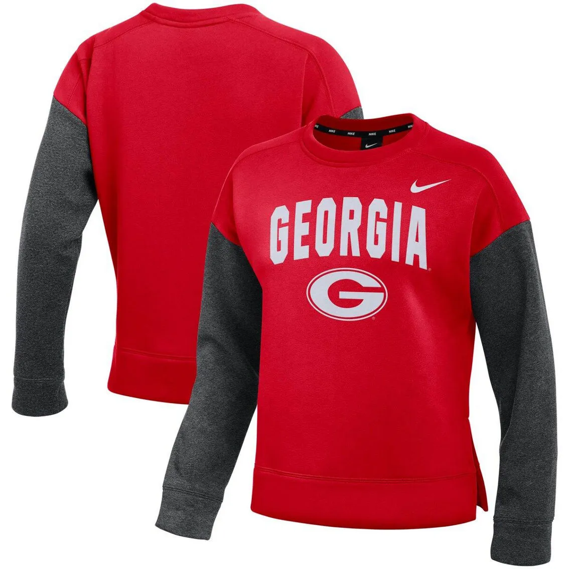 Nike Women's Red/Charcoal Georgia Bulldogs Campus Dolman Pullover Sweatshirt 1 Nike Women's Red/Charcoal Georgia Bulldogs Campus Dolman Pullover Sweatshirt