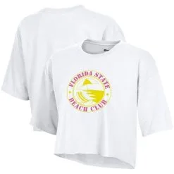Women's Champion White Florida State Seminoles Beach Club Cropped T-Shirt