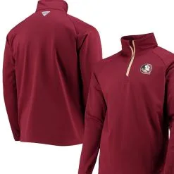 Columbia Men's Garnet Florida State Seminoles Terminal Tackle Fleece Raglan Omni-Shade Quarter-Zip Jacket