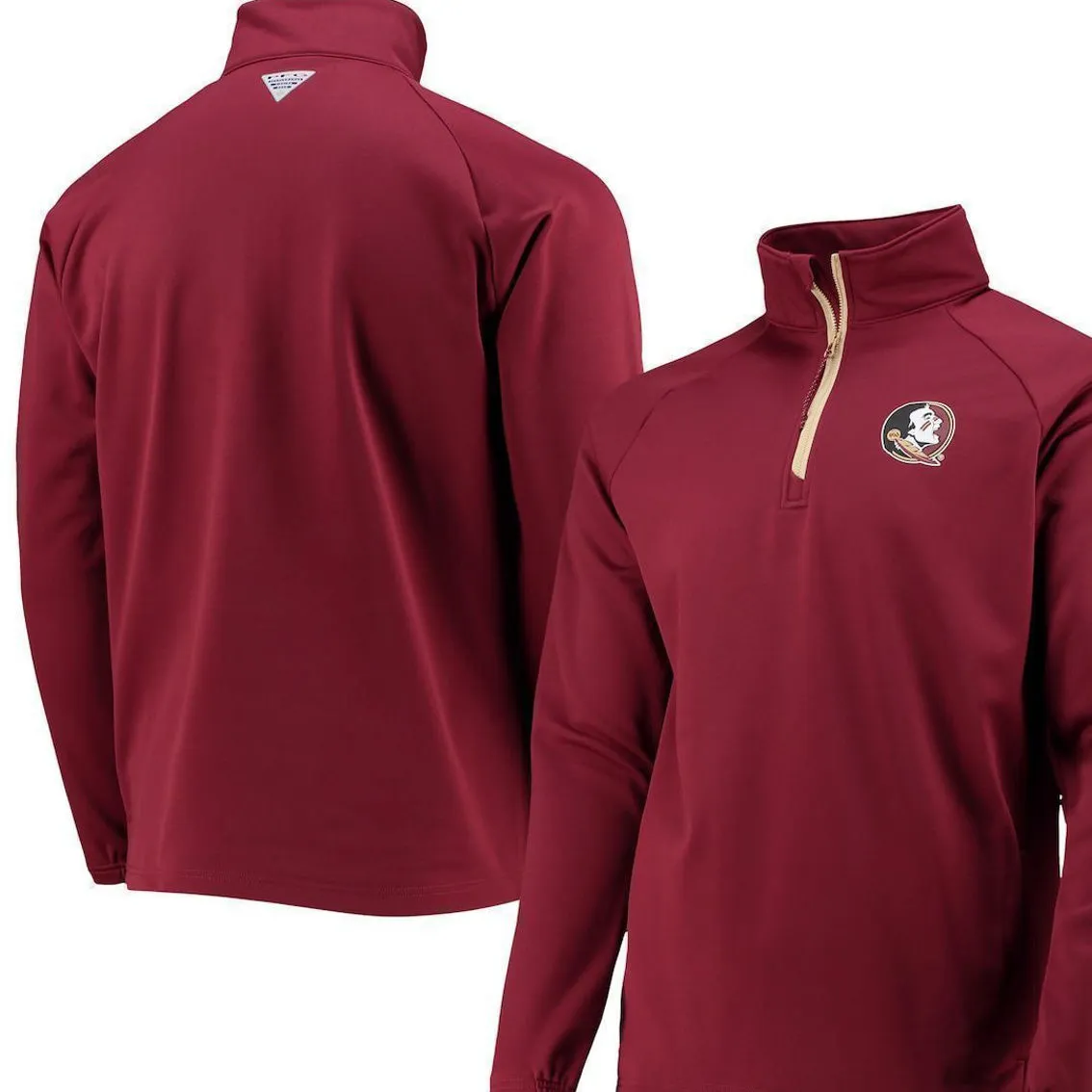 Columbia Men's Garnet Florida State Seminoles Terminal Tackle Fleece Raglan Omni-Shade Quarter-Zip Jacket 1 Columbia Men's Garnet Florida State Seminoles Terminal Tackle Fleece Raglan Omni-Shade Quarter-Zip Jacket