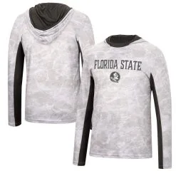 Colosseum Men's White Florida State Seminoles Mossy Oak SPF 50 Performance Long Sleeve Hoodie T-Shirt