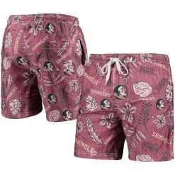 Wes & Willy Men's Garnet Florida State Seminoles Vintage Floral Swim Trunks