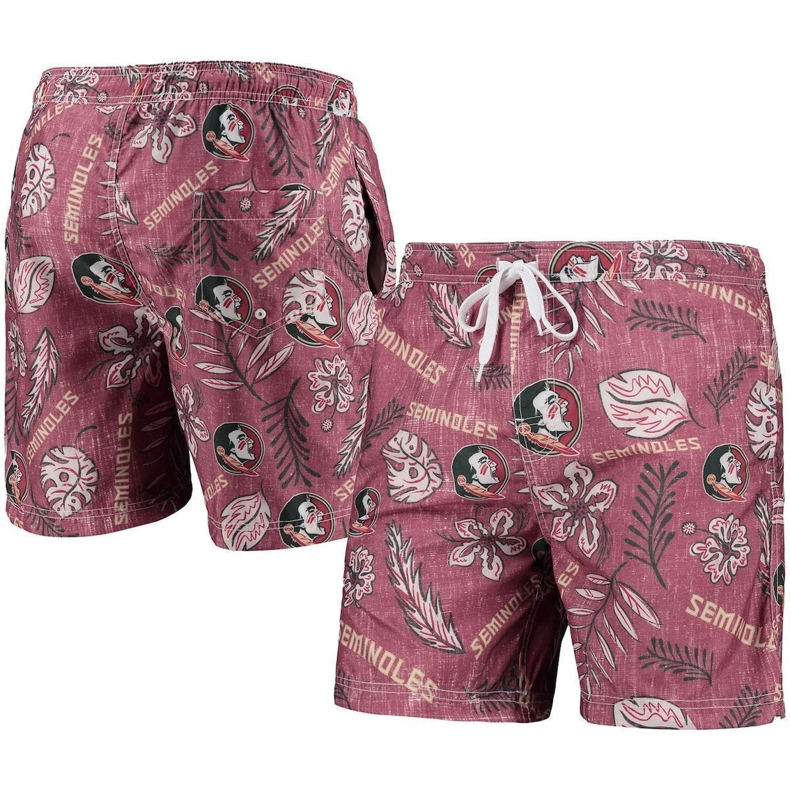 Wes & Willy Men's Garnet Florida State Seminoles Vintage Floral Swim Trunks 1 Wes & Willy Men's Garnet Florida State Seminoles Vintage Floral Swim Trunks
