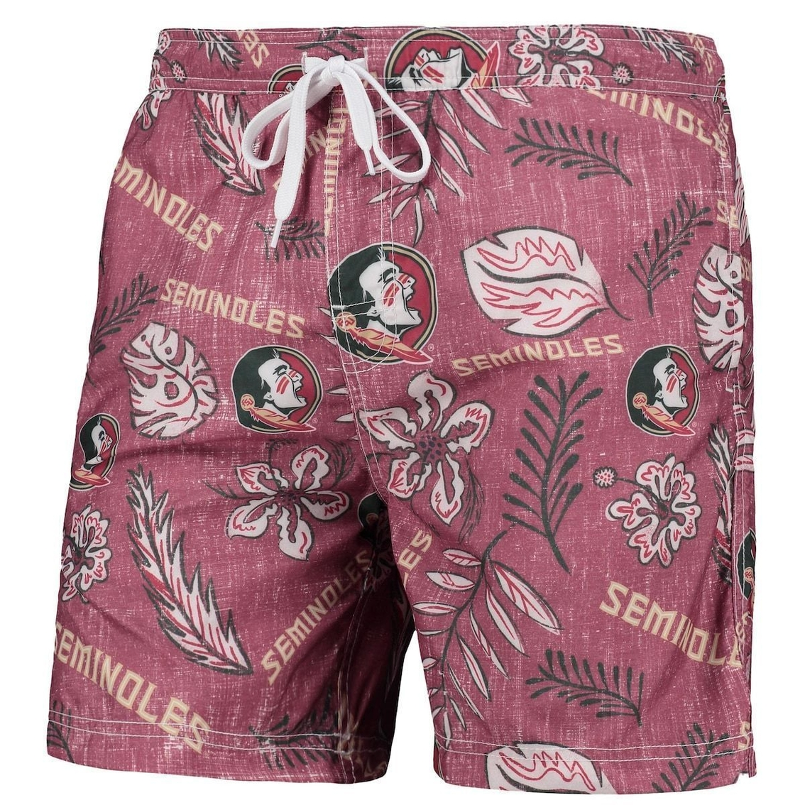 Wes & Willy Men's Garnet Florida State Seminoles Vintage Floral Swim Trunks 3 Wes & Willy Men's Garnet Florida State Seminoles Vintage Floral Swim Trunks - Image 3