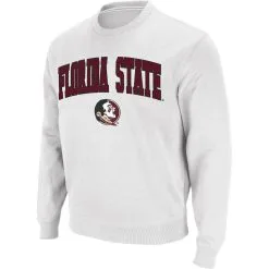 Colosseum Men's White Florida State Seminoles Arch & Logo Tackle Twill Pullover Sweatshirt -Arizona State Sun Devils Shop DSCO1136771684 3550 ALT2