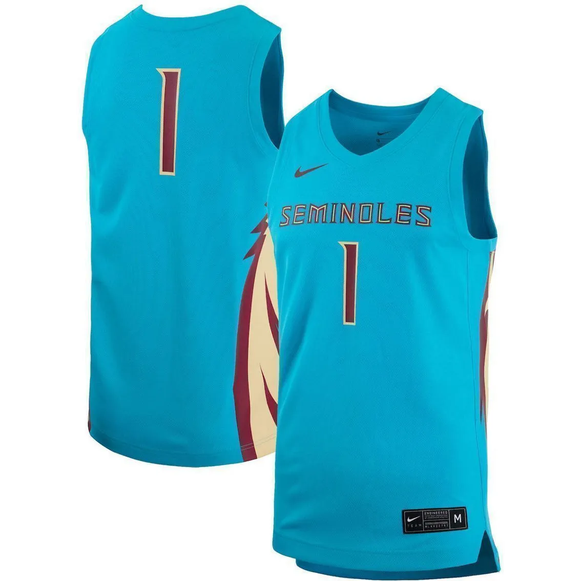 Men's Nike #1 Turquoise Florida State Seminoles Team Alternate Replica Basketball Jersey 1 Men's Nike #1 Turquoise Florida State Seminoles Team Alternate Replica Basketball Jersey
