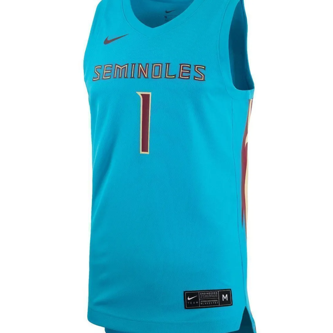 Men's Nike #1 Turquoise Florida State Seminoles Team Alternate Replica Basketball Jersey 3 Men's Nike #1 Turquoise Florida State Seminoles Team Alternate Replica Basketball Jersey - Image 3