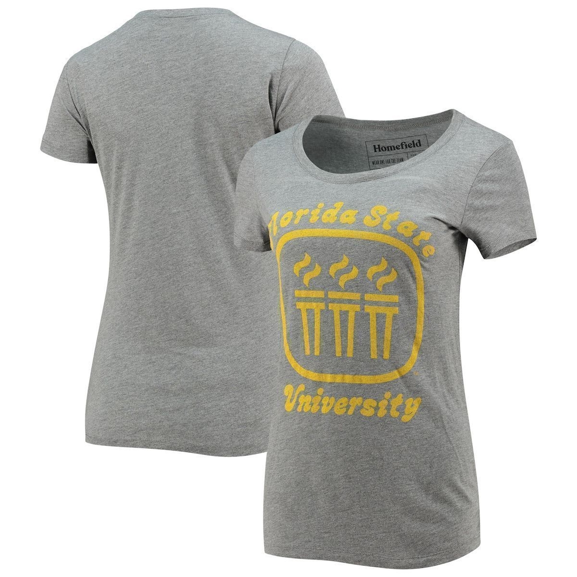 Women's Homefield Heathered Gray Florida State Seminoles Vintage Torches Tri-Blend T-Shirt 1 Women's Homefield Heathered Gray Florida State Seminoles Vintage Torches Tri-Blend T-Shirt