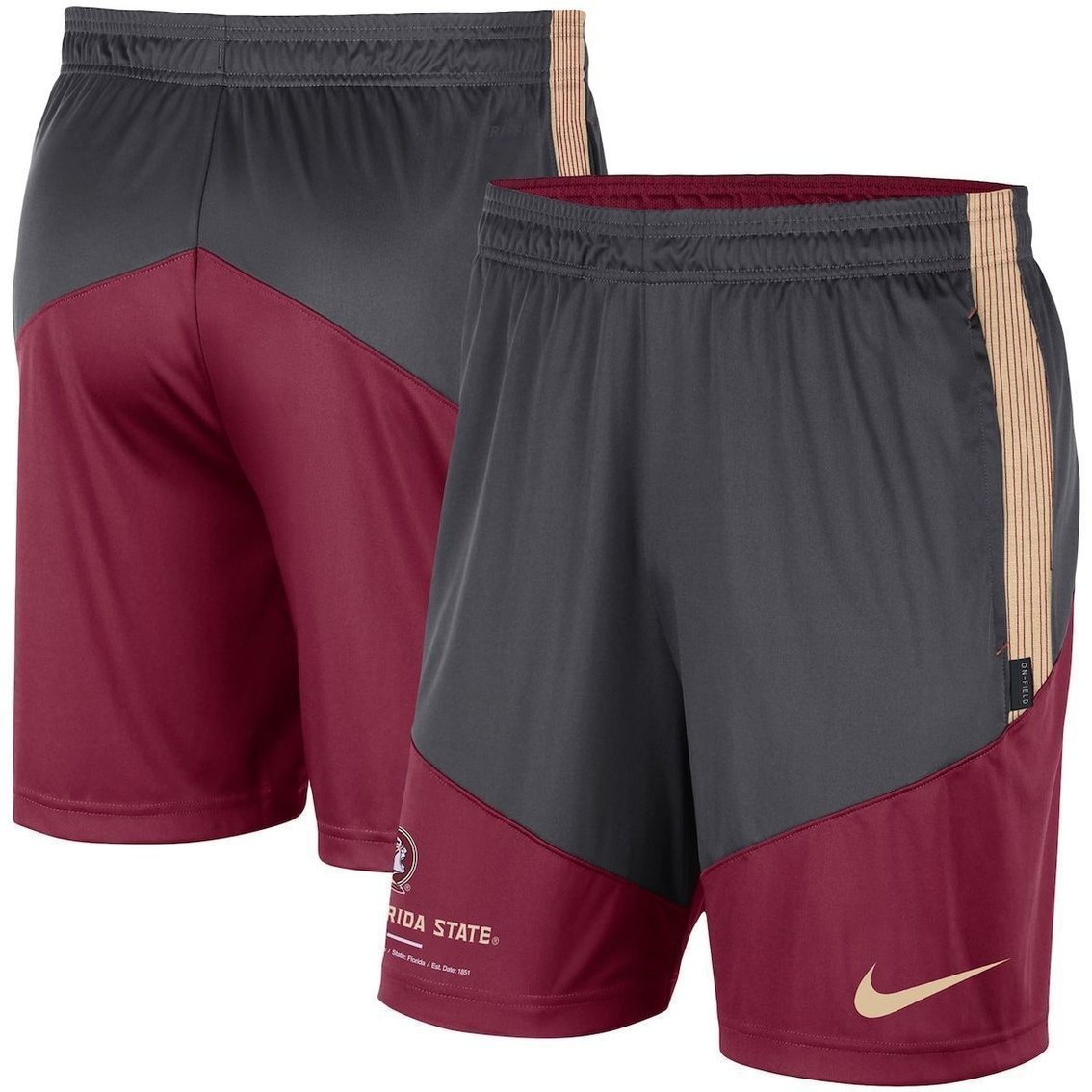 Men's Nike Anthracite/Garnet Florida State Seminoles Team Performance Knit Shorts 2 Men's Nike Anthracite/Garnet Florida State Seminoles Team Performance Knit Shorts - Image 2