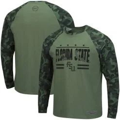 Colosseum Men's Olive/Camo Florida State Seminoles OHT Military Appreciation Raglan Long Sleeve T-Shirt
