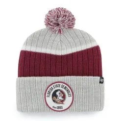 '47 Men's Gray Florida State Seminoles Holcomb Cuffed Knit Hat With Pom
