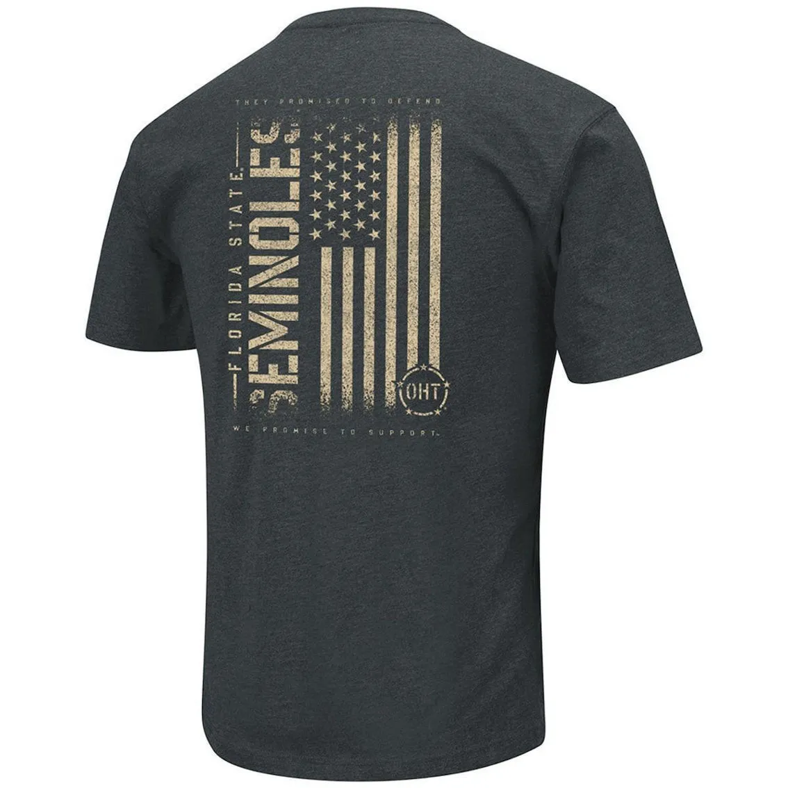 Colosseum Men's Heathered Black Florida State Seminoles OHT Military Appreciation Flag 2.0 T-Shirt 3 Colosseum Men's Heathered Black Florida State Seminoles OHT Military Appreciation Flag 2.0 T-Shirt - Image 3