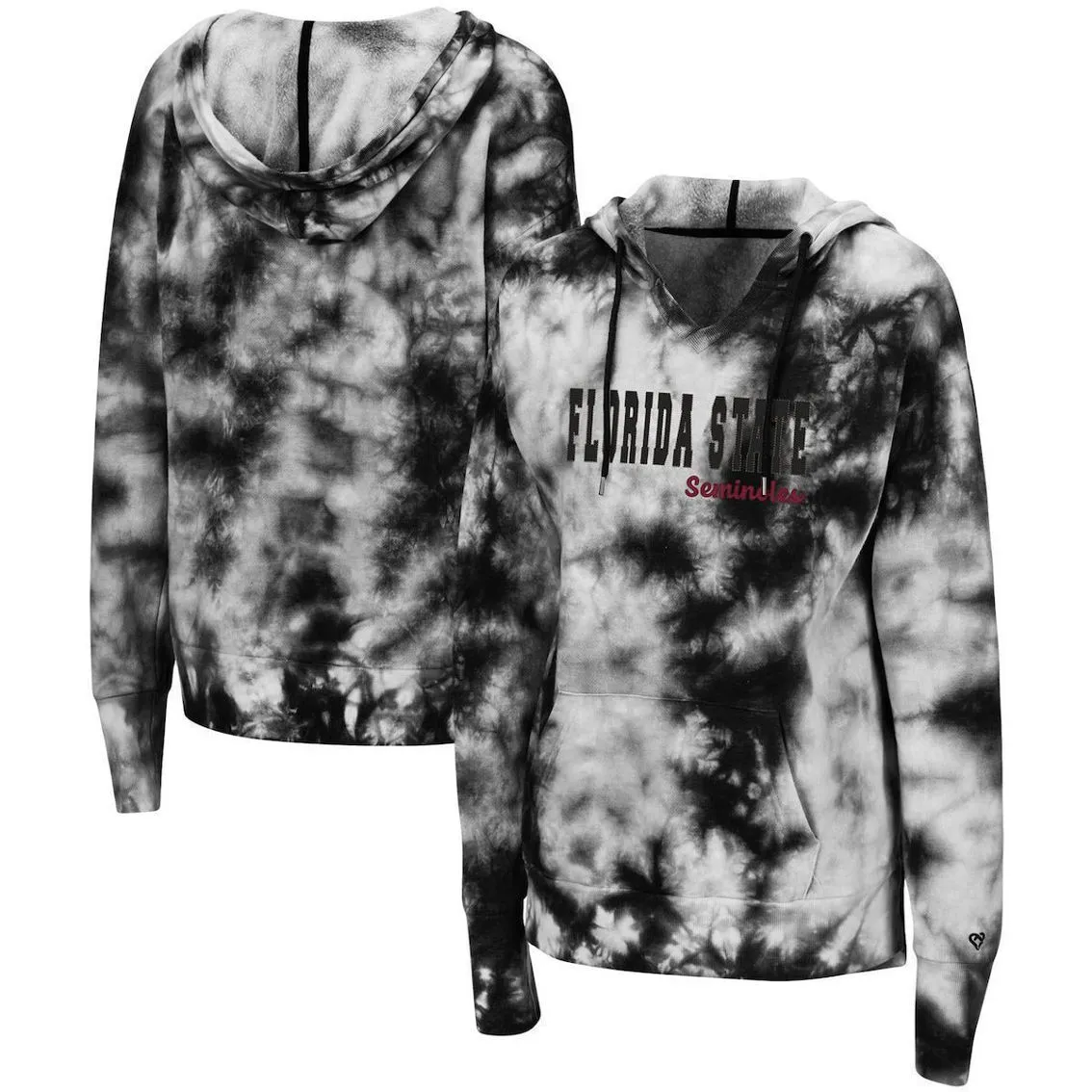 Women's Colosseum Black Florida State Seminoles Shavonee Tie-Dye Pullover Hoodie 2 Women's Colosseum Black Florida State Seminoles Shavonee Tie-Dye Pullover Hoodie - Image 2