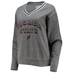 Women's League Collegiate Wear Heathered Gray Florida State Seminoles Victory Springs Tri-Blend V-Neck Pullover Sweatshirt -Arizona State Sun Devils Shop DSCO1136782542 1927 ALT2