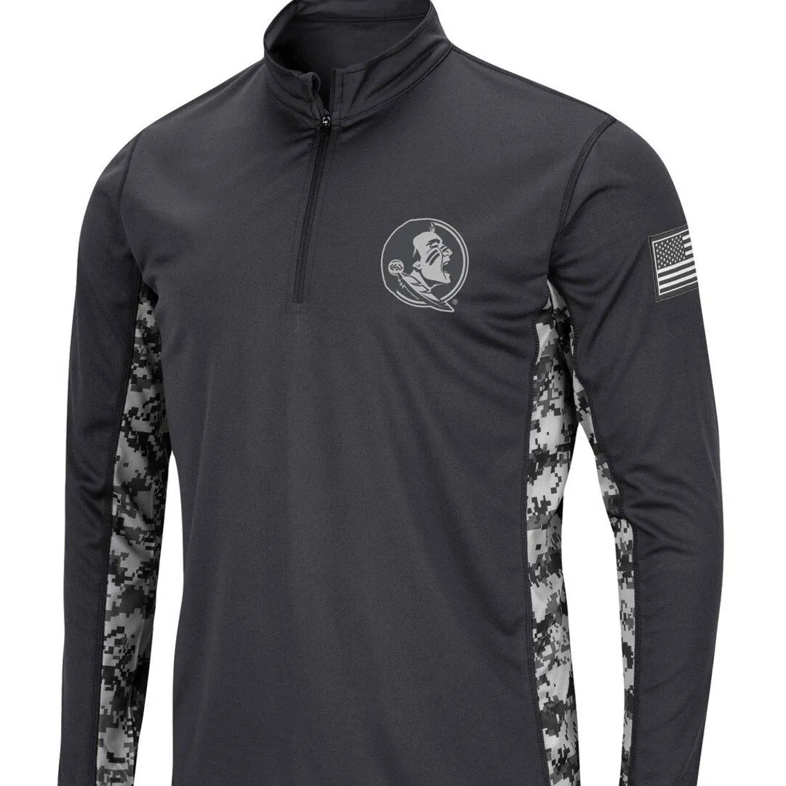 Colosseum Men's Charcoal Florida State Seminoles OHT Military Appreciation Digi Camo Quarter-Zip Jacket 3 Colosseum Men's Charcoal Florida State Seminoles OHT Military Appreciation Digi Camo Quarter-Zip Jacket - Image 3