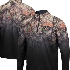 Colosseum Men's Black Florida State Seminoles Mossy Oak Fleet II Quarter-Zip Jacket