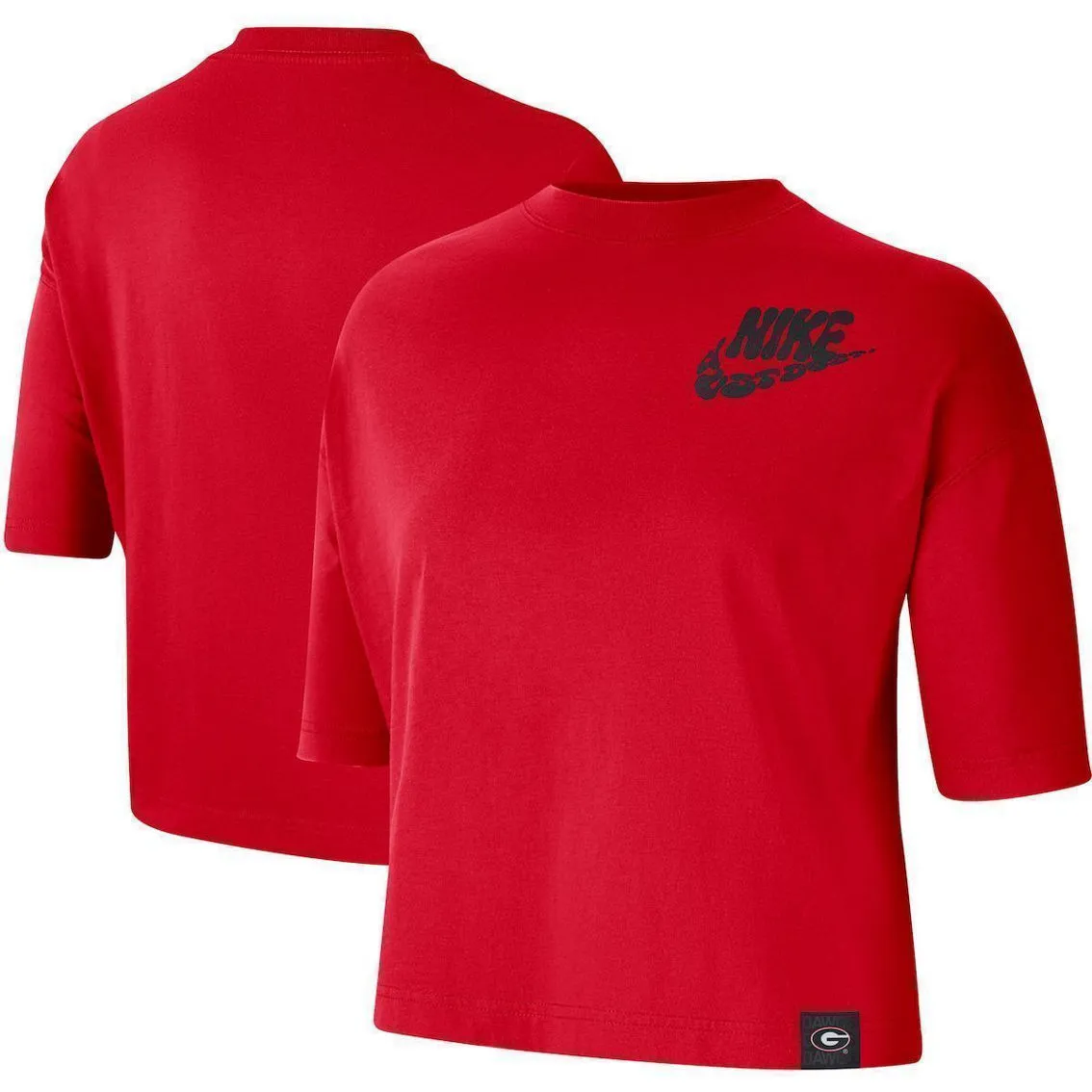 Nike Women's Red Georgia Bulldogs Retro Swoosh Cropped T-Shirt 2 Nike Women's Red Georgia Bulldogs Retro Swoosh Cropped T-Shirt - Image 2