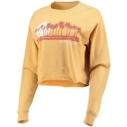 Step Ahead Sportswear Women's Gold Florida State Seminoles Beach Club Cropped Long Sleeve T-Shirt -Arizona State Sun Devils Shop DSCO1136789919 1853 ALT2