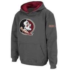 Colosseum Youth Charcoal Florida State Seminoles Big Logo Pullover Hoodie
