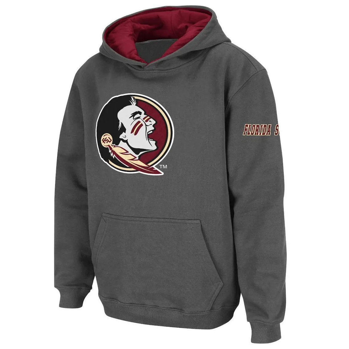 Colosseum Youth Charcoal Florida State Seminoles Big Logo Pullover Hoodie 1 Colosseum Youth Charcoal Florida State Seminoles Big Logo Pullover Hoodie