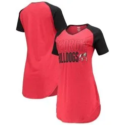 Concepts Sport Women's Red/Black Georgia Bulldogs Raglan V-Neck Nightshirt