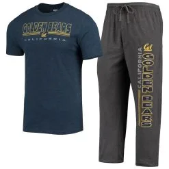 Concepts Sport Men's Heathered Charcoal/Navy Cal Bears Meter T-Shirt & Pants Sleep Set