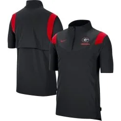 Nike Men's Black Georgia Bulldogs Coach Short Sleeve Quarter-Zip Jacket