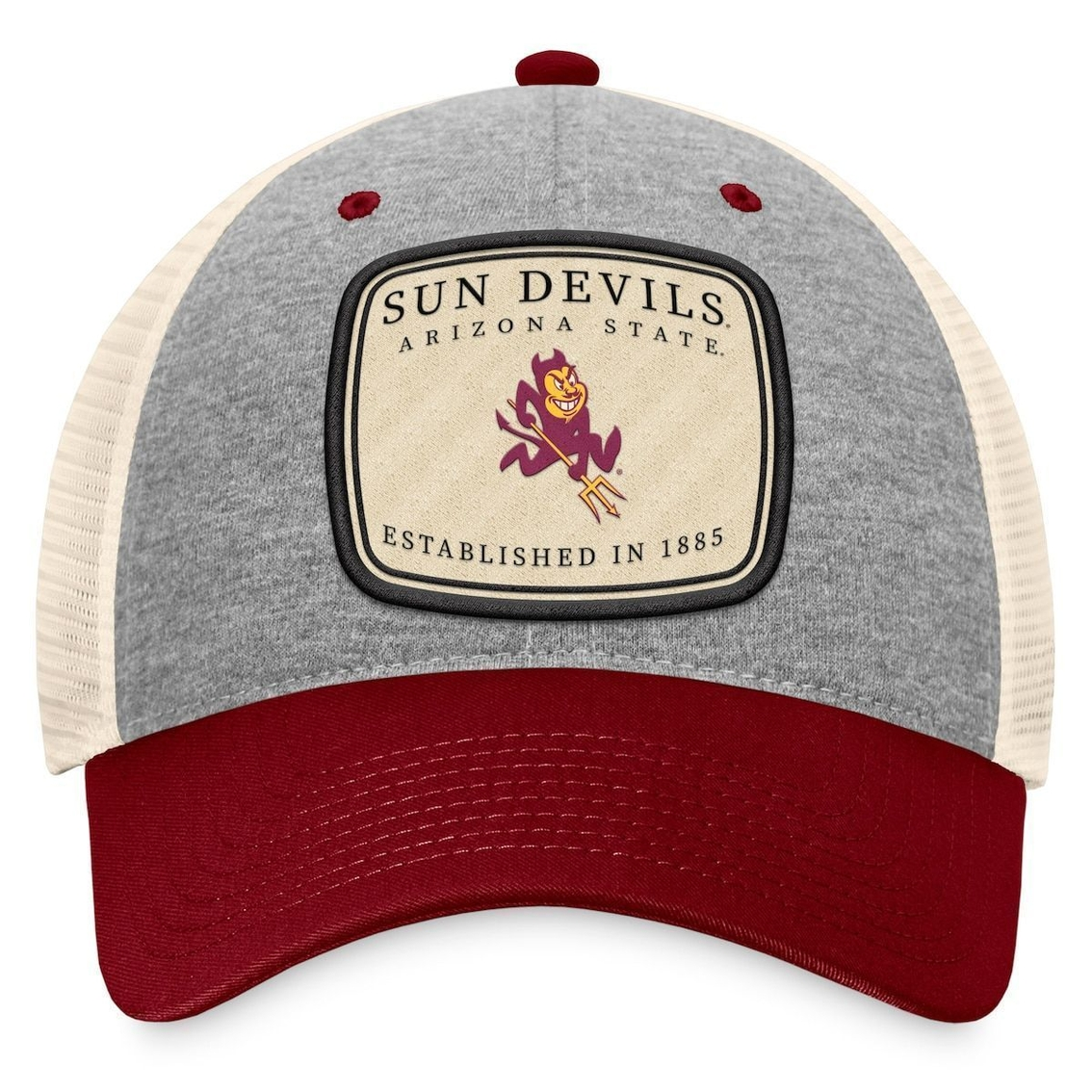 Top Of The World Men's Heathered Gray/Natural Arizona State Sun Devils Chev Trucker Snapback Hat 3 Top Of The World Men's Heathered Gray/Natural Arizona State Sun Devils Chev Trucker Snapback Hat - Image 3