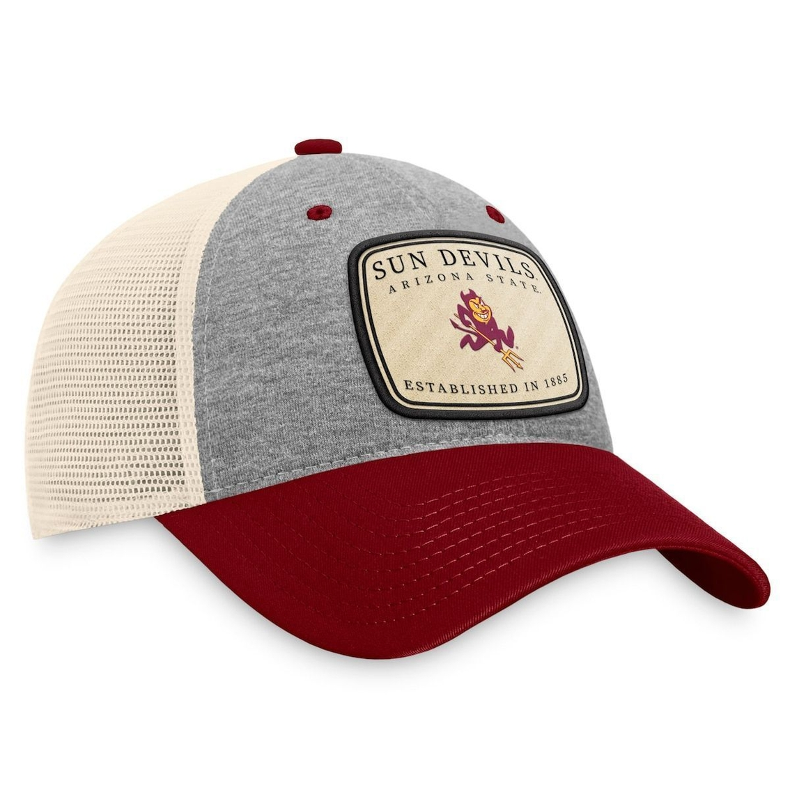 Top Of The World Men's Heathered Gray/Natural Arizona State Sun Devils Chev Trucker Snapback Hat 4 Top Of The World Men's Heathered Gray/Natural Arizona State Sun Devils Chev Trucker Snapback Hat - Image 4