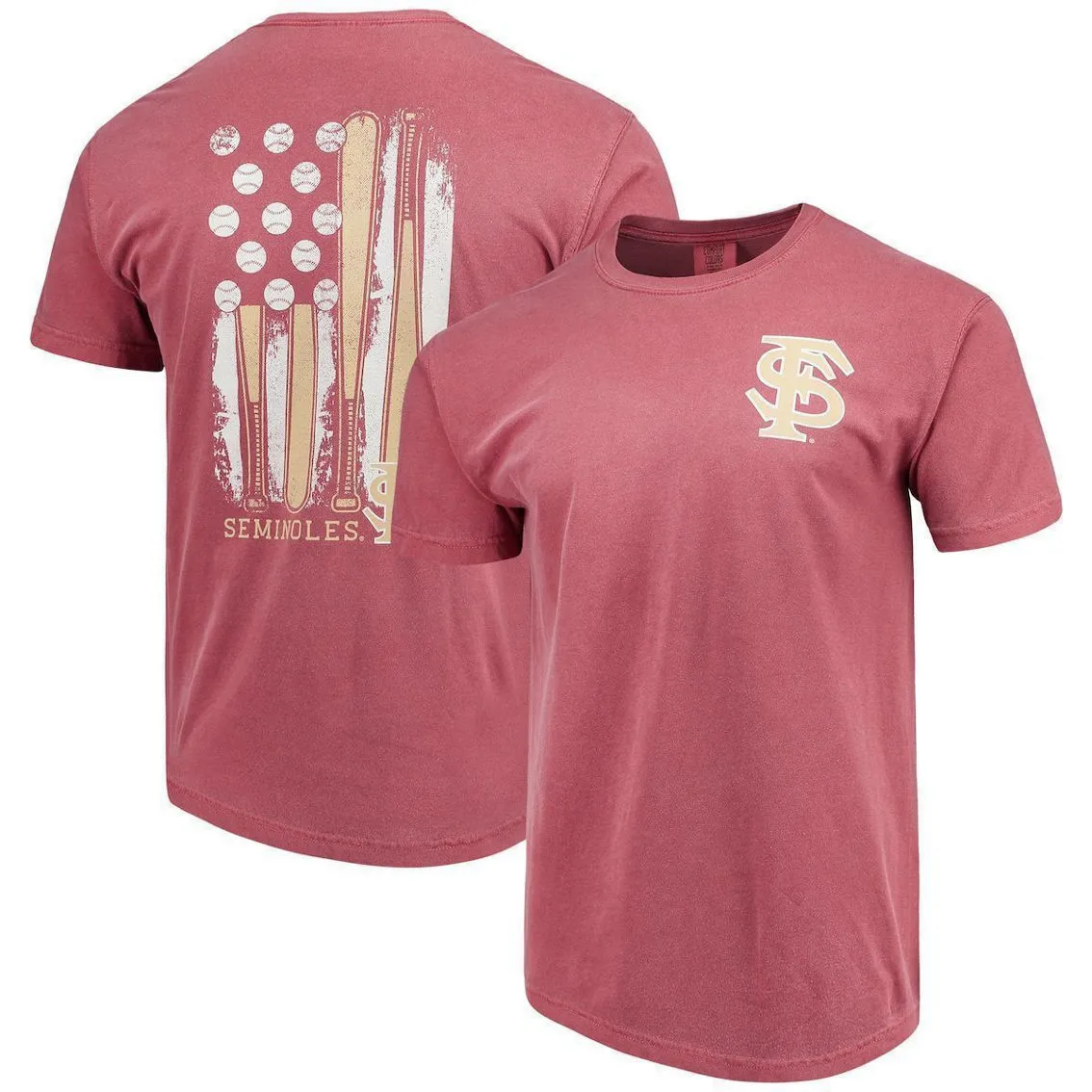 Image One Men's Garnet Florida State Seminoles Baseball Flag Comfort Colors T-Shirt 1 Image One Men's Garnet Florida State Seminoles Baseball Flag Comfort Colors T-Shirt