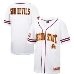 Colosseum Men's White Arizona State Sun Devils Free Spirited Mesh Button-Up Baseball Jersey