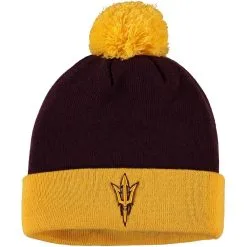 Top Of The World Men's Maroon/Gold Arizona State Sun Devils Core 2-Tone Cuffed Knit Hat With Pom -Arizona State Sun Devils Shop DSCO1137455979 GOLDRE ALT2