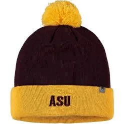 Top Of The World Men's Maroon/Gold Arizona State Sun Devils Core 2-Tone Cuffed Knit Hat With Pom -Arizona State Sun Devils Shop DSCO1137455979 GOLDRE ALT3