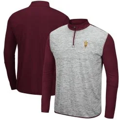 Colosseum Men's Heathered Gray/Maroon Arizona State Sun Devils Prospect Quarter-Zip Jacket