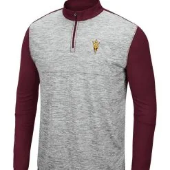 Colosseum Men's Heathered Gray/Maroon Arizona State Sun Devils Prospect Quarter-Zip Jacket -Arizona State Sun Devils Shop DSCO1137484841 1927 ALT2