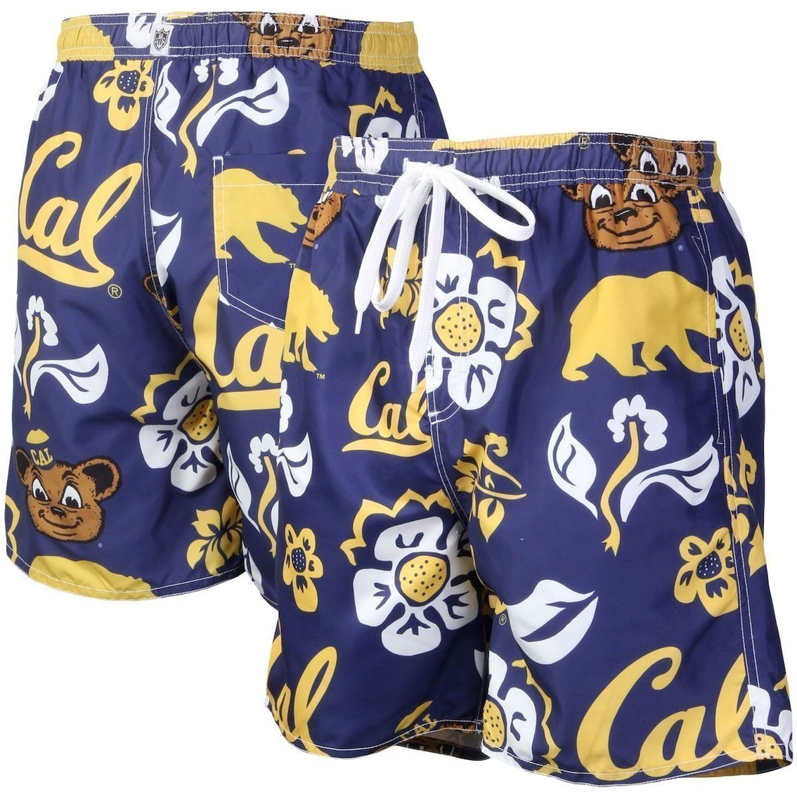 Wes & Willy Men's Navy Cal Bears Floral Volley Logo Swim Trunks 2 Wes & Willy Men's Navy Cal Bears Floral Volley Logo Swim Trunks - Image 2