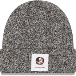 Men's New Era Heathered Black Florida State Seminoles Hamilton Cuffed Knit Hat