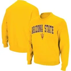 Colosseum Men's Gold Arizona State Sun Devils Arch & Logo Crew Neck Sweatshirt