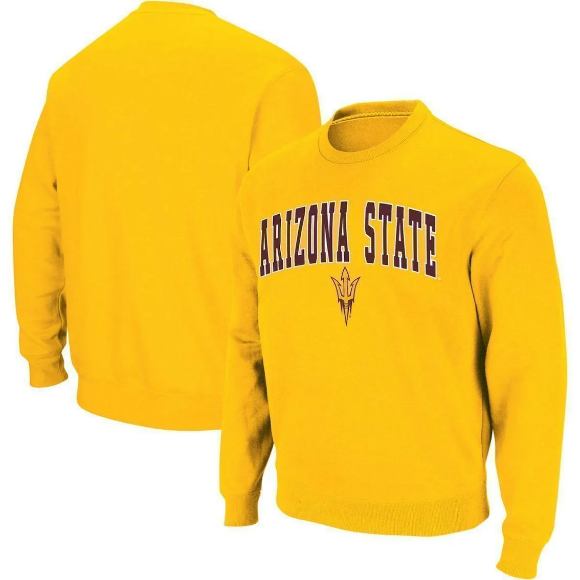 Colosseum Men's Gold Arizona State Sun Devils Arch & Logo Crew Neck Sweatshirt 2 Colosseum Men's Gold Arizona State Sun Devils Arch & Logo Crew Neck Sweatshirt - Image 2
