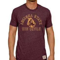 Original Retro Brand Men's Heathered Maroon Arizona State Sun Devils Vintage Tri-Blend T-Shirt
