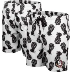 Colosseum Men's White/Black Florida State Seminoles Pineapple Swim Shorts