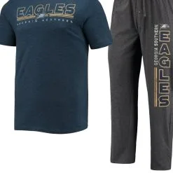 Concepts Sport Men's Heathered Charcoal/Navy Georgia Southern Eagles Meter T-Shirt & Pants Sleep Set