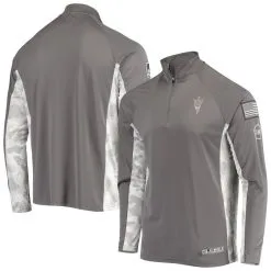 Colosseum Men's Gray/Camo Arizona State Sun Devils OHT Military Appreciation Swoop Quarter-Zip Jacket