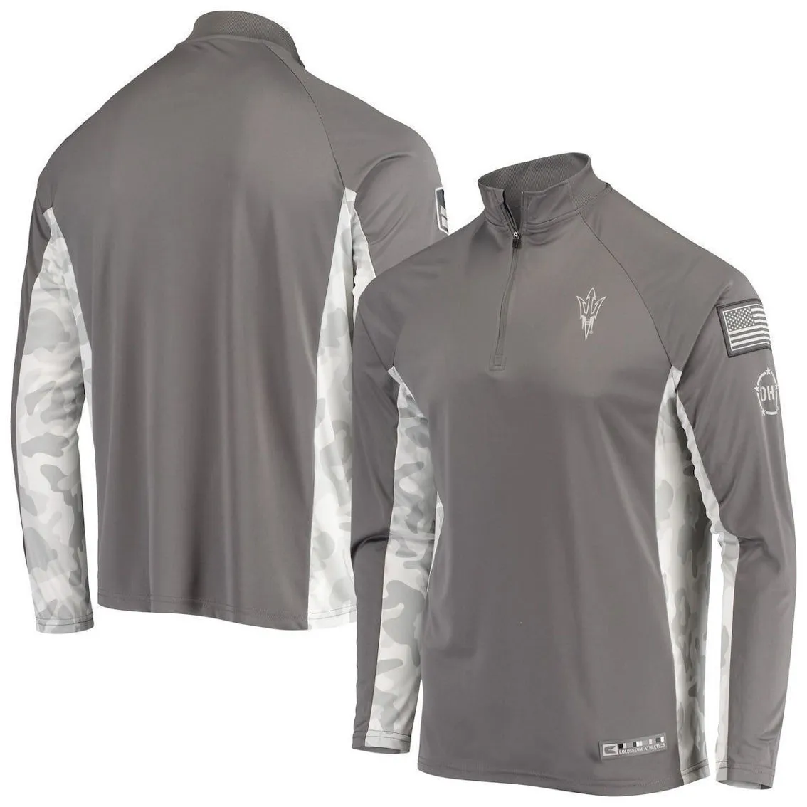Colosseum Men's Gray/Camo Arizona State Sun Devils OHT Military Appreciation Swoop Quarter-Zip Jacket 1 Colosseum Men's Gray/Camo Arizona State Sun Devils OHT Military Appreciation Swoop Quarter-Zip Jacket