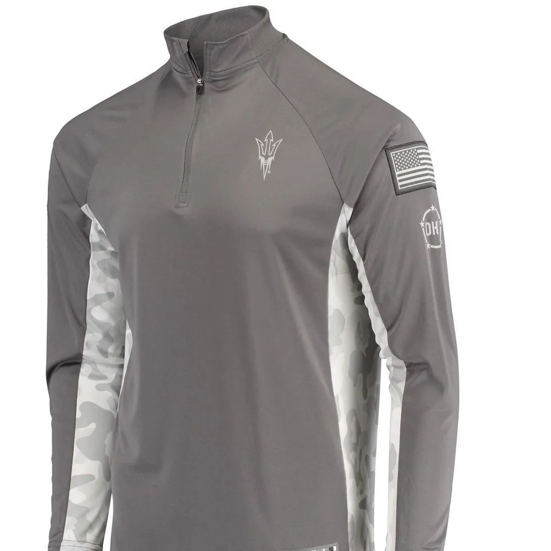 Colosseum Men's Gray/Camo Arizona State Sun Devils OHT Military Appreciation Swoop Quarter-Zip Jacket 3 Colosseum Men's Gray/Camo Arizona State Sun Devils OHT Military Appreciation Swoop Quarter-Zip Jacket - Image 3