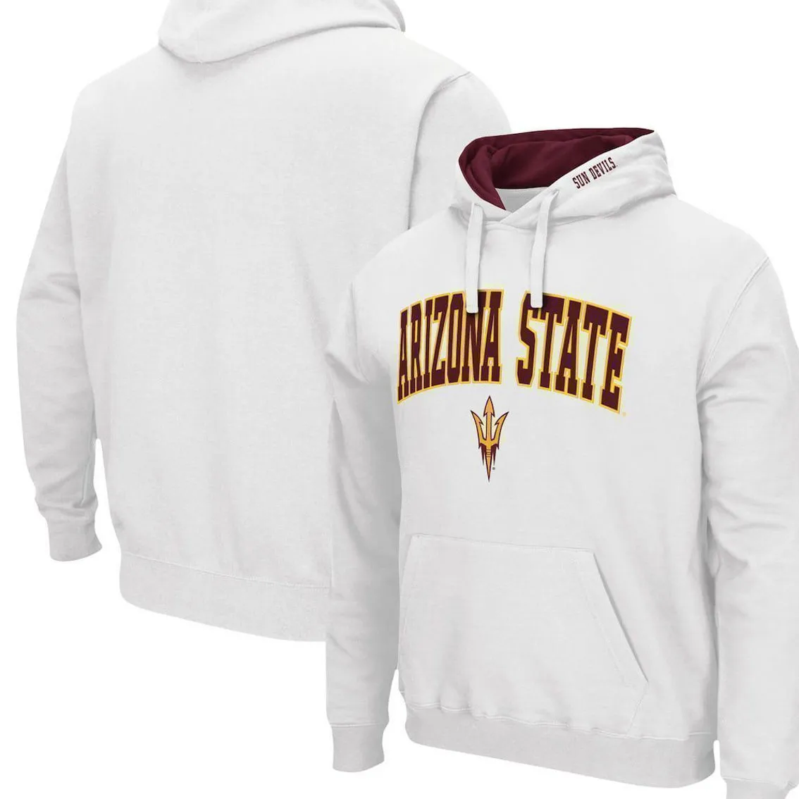 Colosseum Men's White Arizona State Sun Devils Arch & Logo 3.0 Pullover Hoodie 2 Colosseum Men's White Arizona State Sun Devils Arch & Logo 3.0 Pullover Hoodie - Image 2