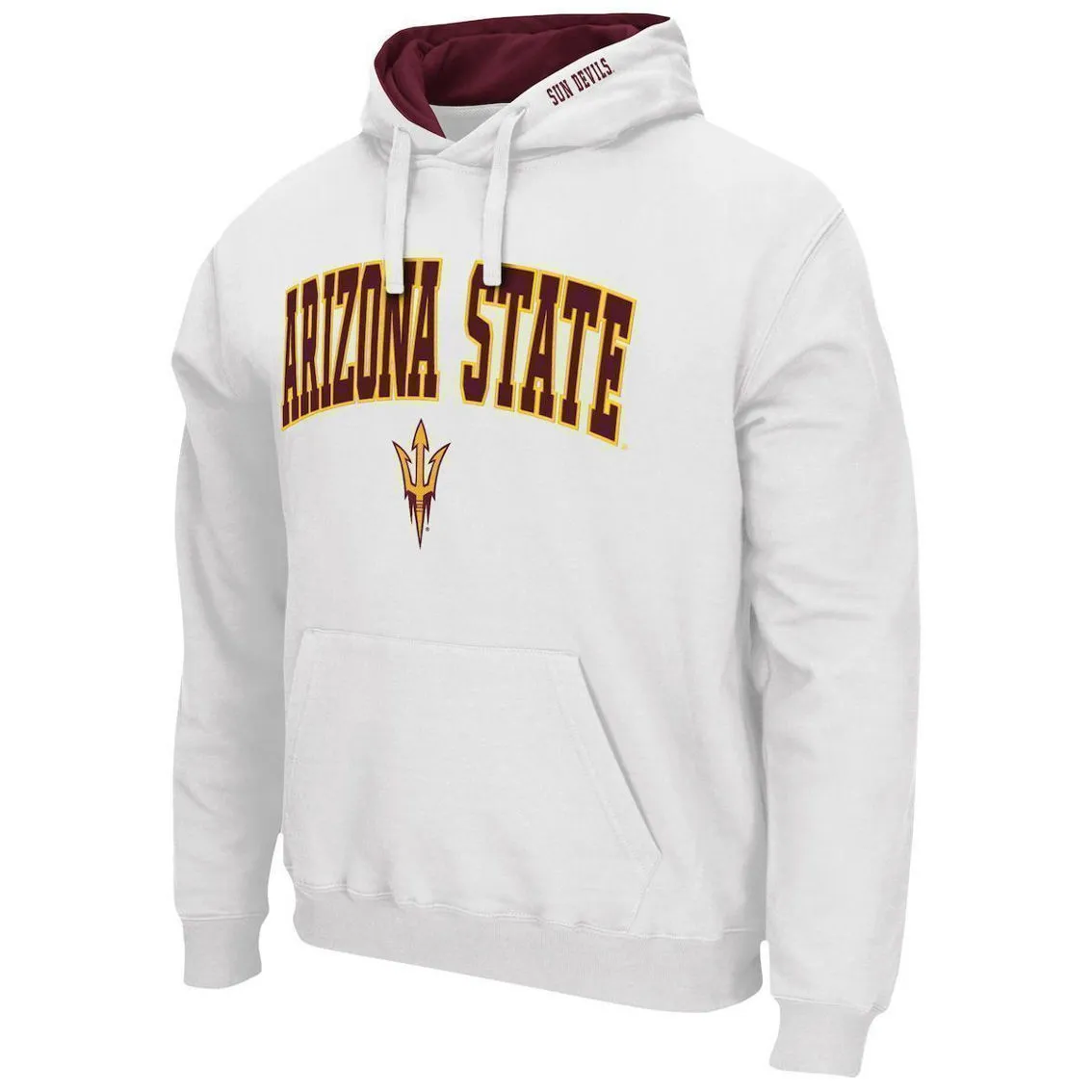 Colosseum Men's White Arizona State Sun Devils Arch & Logo 3.0 Pullover Hoodie 3 Colosseum Men's White Arizona State Sun Devils Arch & Logo 3.0 Pullover Hoodie - Image 3